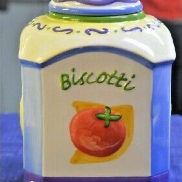 Vintage NONNI'S Biscotti COOKIE JAR 11' Canister Hand Made Fruit Veg - Picture 8 of 8